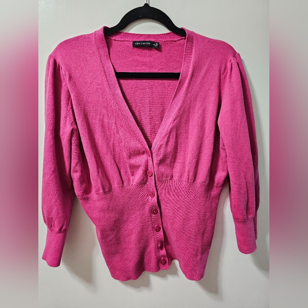 Women's The Limited Pink 1/2 Button Up 3/4 Length Sleeve Cardigan. Size XL. Y2K.